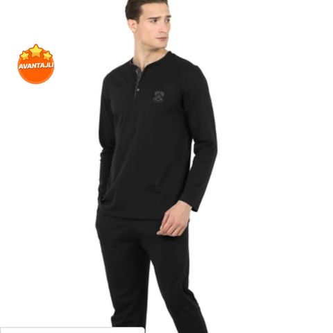 D'S Damat Erkekler İçin Regular Fit Pamuk Pijama Takımı L Beden Siyah Desenli