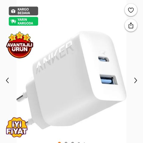 Anker 312, 2 Bağlantı Noktalı 20W Şarj Cihazı, Beyaz - A2348