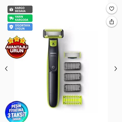 Philips OneBlade Tıraş Makinesi Qp2620/20 Face + Body Yeşil
